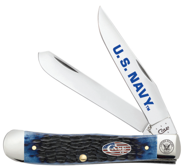CASE XX KNIFE 22550 UNITED STATES NAVY NAVY BLUE BONE TRAPPER (6254 SS)