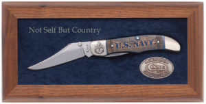 CASE XX KNIFE 17703 CARVED NAVY BLUE BONE MID-FOLDING HUNTER