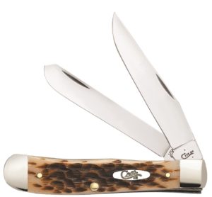 CASE XX KNIFE 6540 AMBER BONE TRAPPER W BELT CLIP